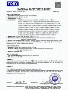 MSDS Certificate