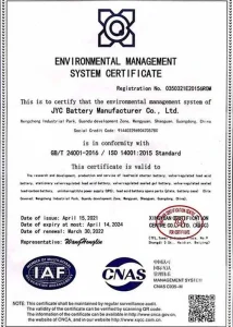 environmental management system Certificate
