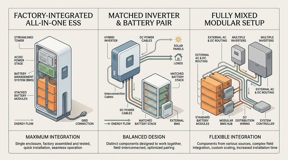 All-in-one ESS compared with separate inverter and battery setups