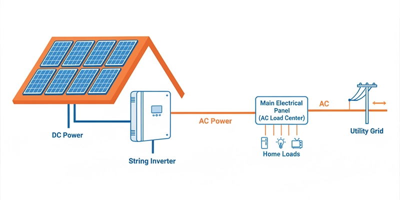 String inverter grid export schematic diagram